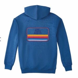 ALDI Gear Unisex Blue Fleece Hooded Sweatshirt Medium Kangaroo Pocket Hoodie